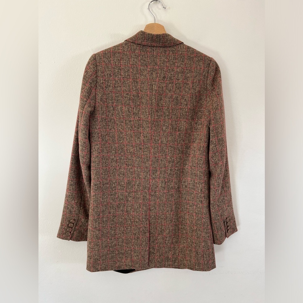 Gestuz Ditte Blazer Brown & Pink Plaid Double Breasted Oversized Blazer Size 34 - Picture 8 of 13